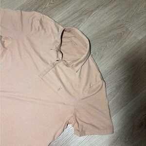 All Saints Shirt Men's 2XL XXL Tan Beige Brace Short Sleeve Polo Cotton Blend